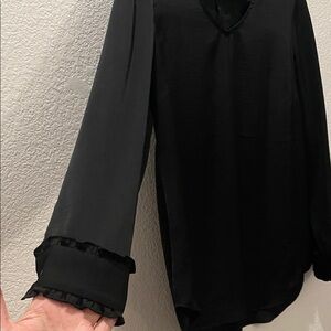 CAbi Classic Black V-Neck Blouse